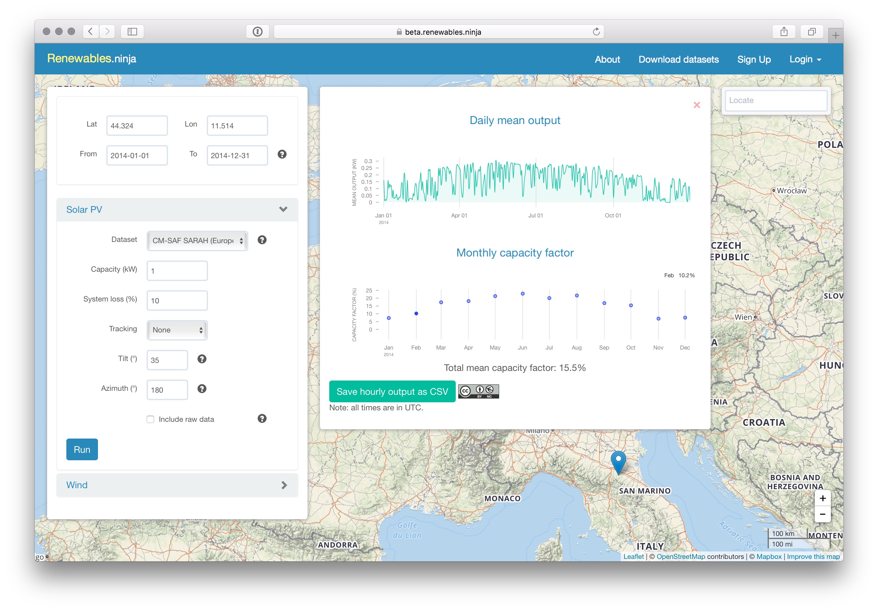 Renewables.ninja Screenshot